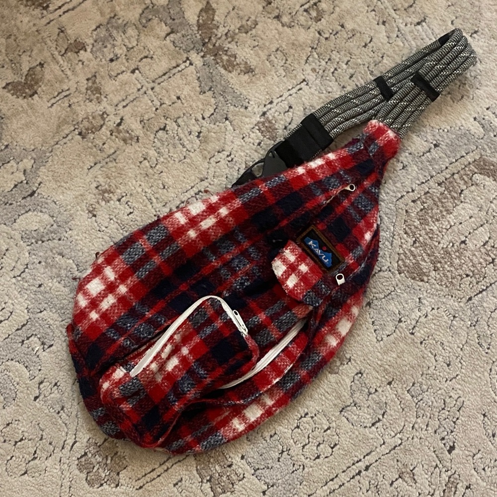 Kavu Red and Black Plaid Crossbody Bag
